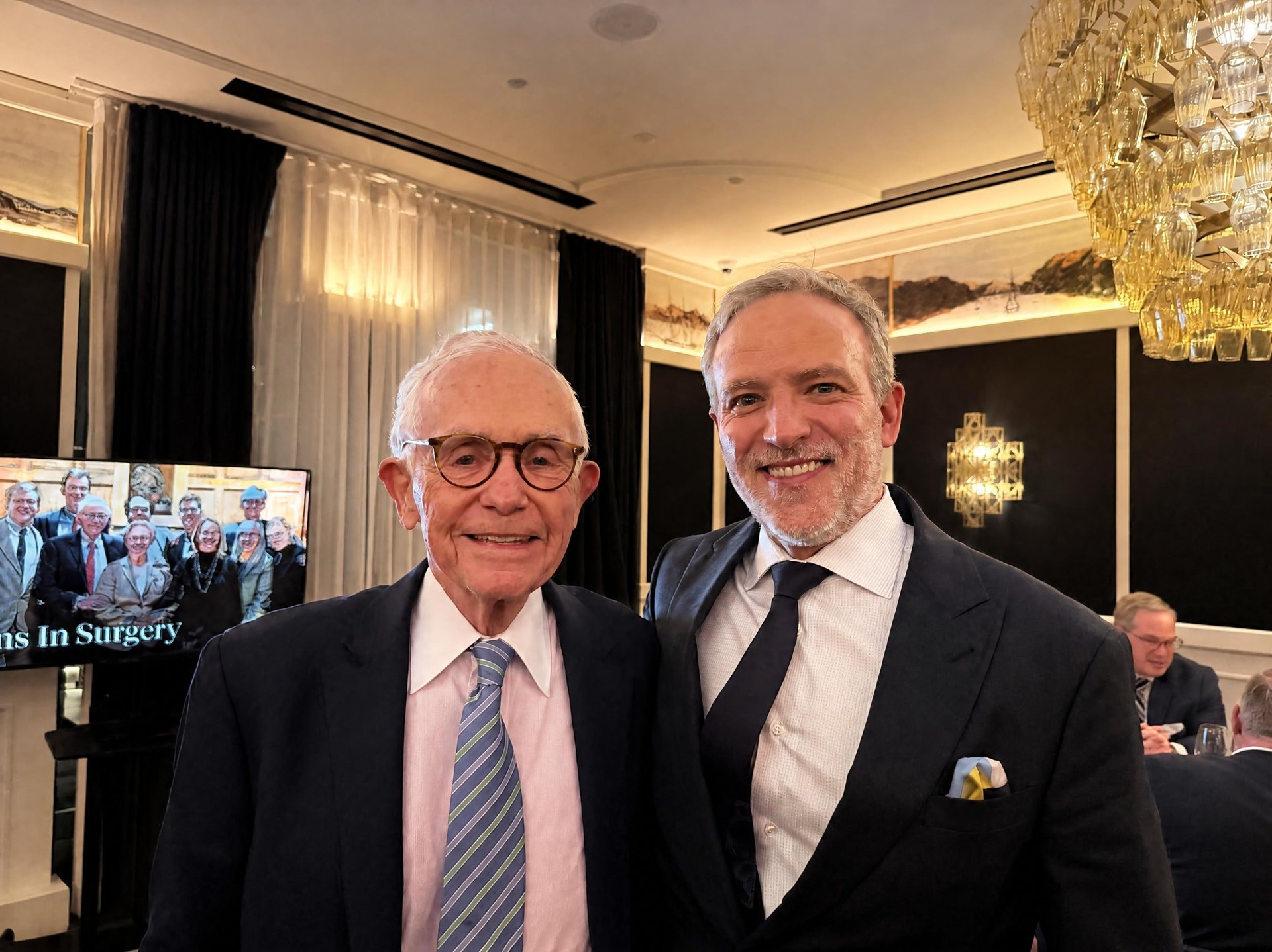Dr. Nicholas Haddock with Dr. Joseph G. McCarthy at a dinner celebrating his Icons in Surgery honor in Washington, DC