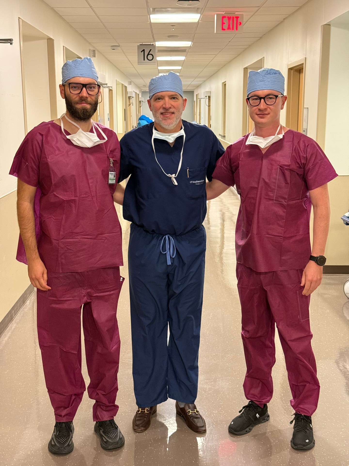 Dr. Haddock with two visiting surgeons from Gliwice, Poland